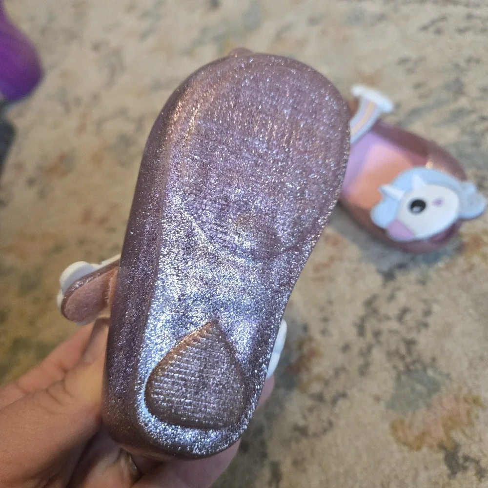 Mini Melissa Unicorn Pink Glitter Jelly PVC Mary Jane Shoes Toddler Size 5 Girl